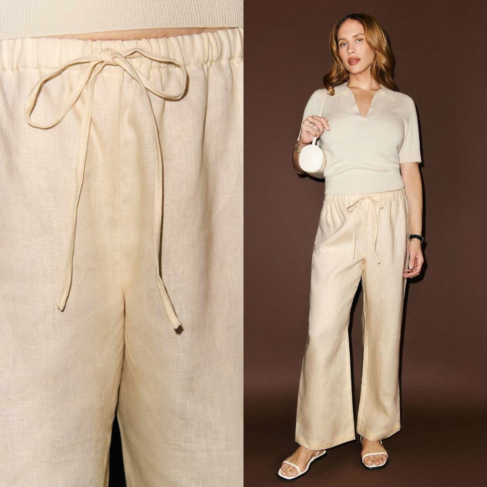 NWT Reformation Olina Linen Cropped Pant Sugar / Light Yellow — XS Petite (XSP)